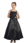 Teal Green Brilliant Satin Rufflel Detail A-line Flower Girl Dress with Sparkles