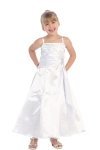 Teal Green Brilliant Satin Rufflel Detail A-line Flower Girl Dress with Sparkles