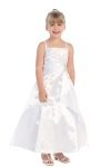 Teal Green Brilliant Satin Rufflel Detail A-line Flower Girl Dress with Sparkles