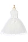 Ivory Sleeveless Lace Bdice Tulle Dress with Rosetti Detail Ivory Sleeveless Lace Bdice Tulle Dress with Rosetti Detail