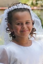 Floral crown with rhinestone accents scalloped edge veil