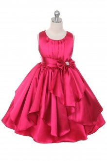 Fuchsia Charmeuse Layered Ruffled Flower Girl Dress Fuchsia Charmeuse Layered Ruffled Flower Girl Dress