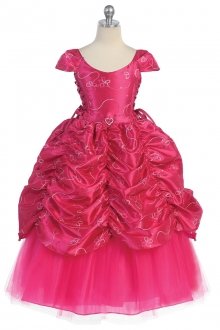 Fuchsia Cinderella Flower Girl Dress with Cap sleeves