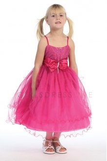 Fuchsia Double Layer Tull-mesh Flower Girl Dress