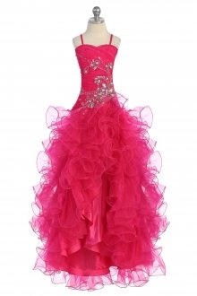 Fuchsia Hi-Low Ruffled Ball Gown Dress Fuchsia Hi-Low Ruffled Ball Gown Dress