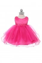 Fuchsia Satin and Organza Layered Infant Dress