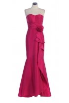 Fuchsia Shimmer Taffeta Strapless Sweetheart Ruffled Empirewaistline Trumpet long Bridesmaid Dress