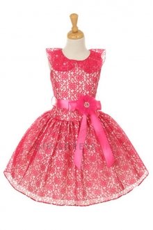 Fuchsia Sleeveless Lace Flower Girl Dress Fuchsia Sleeveless Lace Flower Girl Dress