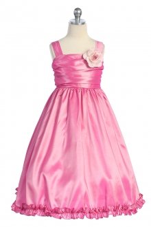 Fuchsia Sleeveless Taffeta Flower Girl Dress