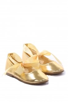 Gold Girls Shoes with Ribbon