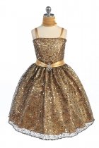 Gold Multi Sequin Stunning Flower Girl Dress