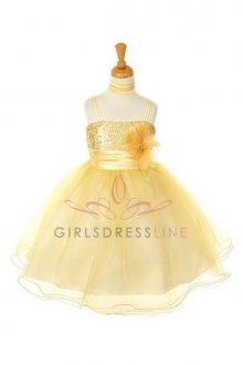Gold/Ivory Two Tone Sequined Mesh Illusion Flower Girl Dress Gold/Ivory Two Tone Sequined Mesh Illusion Flower Girl Dress