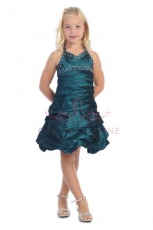 Gorgeous Beaded Taffeta Halter Neck Pick-up Style Bubbled Hem Short Flower Girl Dress Gorgeous Beaded Taffeta Halter Neck Pick-up Style Bubbled Hem Short Flower Girl Dress
