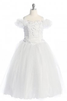 Gorgeous Beading Off Shoulder Communion Dress with SparklesT1100