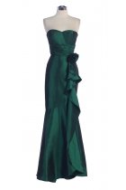Green Shimmer Taffeta Strapless Sweetheart Ruffled Empirewaistline Trumpet long Bridesmaid Dress