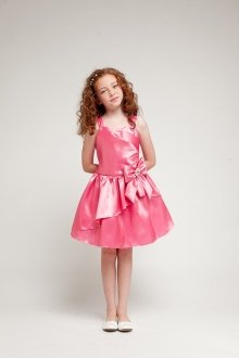 Hot Pink Taffeta Sweetheart Dropped Waist Short Flower Girl Dress Hot Pink Taffeta Sweetheart Dropped Waist Short Flower Girl Dress