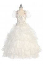 Ivory Ball Gown Dress with Crystal Beaded Bodice