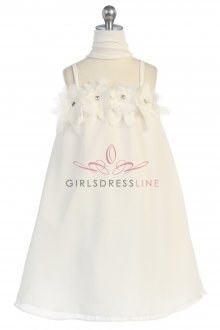 Ivory Chiffon Sleeveless Flower Girl Dress
