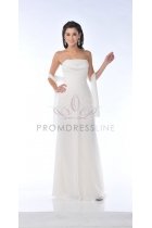 Ivory Chiffon Strapless Gathered Wrapped Dropped Waistline Elegant Bridesmaid & Prom Gown