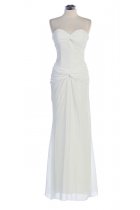 Ivory Chiffon Strapless SWeetheart Dropped Waistline Bridesmaid & Prom Dress