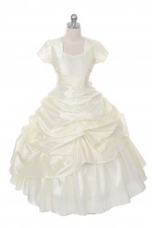 Ivory Extravagent Taffeta Pick-Up Dress with Marching Bolero Jacket Ivory Extravagent Taffeta Pick-Up Dress with Marching Bolero Jacket