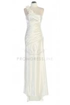 Ivory One Shoulder Floral Strap Bridesmaid Dress