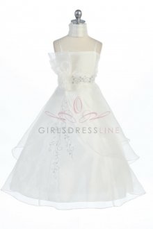 Ivory Organza A-line Flower Girl Dress with Sparkles Ivory Organza A-line Flower Girl Dress with Sparkles