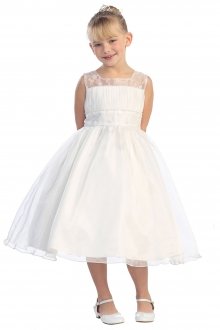 Ivory Organza Sleeveless Flower Girl Dress with Gorgeous Embroidery Accent Ivory Organza Sleeveless Flower Girl Dress with Gorgeous Embroidery Accent