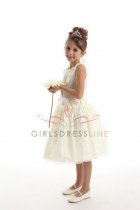 Ivory Sleeveless Lace Flower Girl Dress