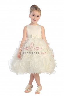 Ivory Sleeveless Satin Bodice with Organza Flower Girl Dress Ivory Sleeveless Satin Bodice with Organza Flower Girl Dress