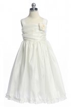 Ivory Sleeveless Taffeta Flower Girl Dress