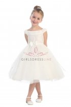 Ivory Taffeta and Tulle Flower Girl Dress