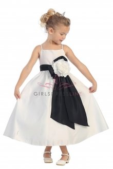 Ivory/Black A-line Spaghetti Dress