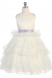 Ivory/Lilac Lace and Organza Ruffle Flower Girl Dress Ivory/Lilac Lace and Organza Ruffle Flower Girl Dress
