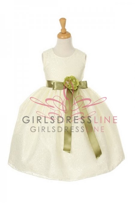 Ivory/Moss Green Elegant Lace Flower Girl Dress Ivory/Moss Green Elegant Lace Flower Girl Dress