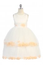 Ivory/Peach Double Layer Petal Flower Girl Dress