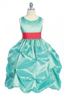 Jade Taffeta Pick Up Flower Girl Dress with Sash Jade Taffeta Pick Up Flower Girl Dress with Sash