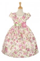 Lavender Flower Print Jacquard Flower Girl Dress
