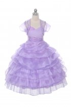Lilac Extravagent Organza Pageant Dress with Lace & Beads