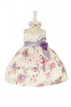 Lilac Flower Printed Jaquard Baby Dress BME15