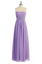 Lilac Gorgeous Chiffon Strapless Beaded Waistband Pleated Bridesmaid & Prom Dress