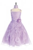 Lilac Jeweled Bodice Ruffle Layered Organza Flower Girl Dress