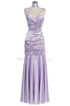 Lilac Pleated Bodice with Floral Detail Mermaid Bridesmaid Dress