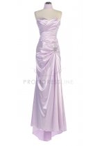 Lilac Strapless Sweetheart Pleated Bodice Full Length Bridesmaid Dress