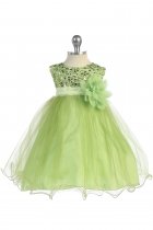 Lime Green Sequin Tulle Infant Flower Girl Dress