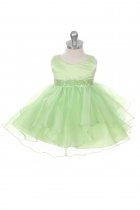 Lime Satin and Organza Layered Infant Dress