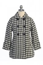 Lovely Houndstooth Pattern Coat for Girls
