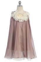 Mocha Chiffon Short Flower Girl Dress