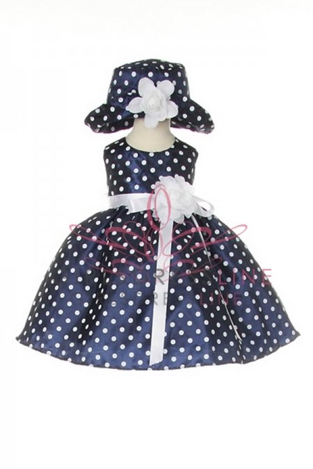 Navy Adorable Polka Dots Baby Girl Dress Navy Adorable Polka Dots Baby Girl Dress