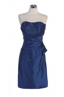Navy Blue Taffeta Strapless Empire Waistline Ruffled Short Bridesmaid & Prom Dress Navy Blue Taffeta Strapless Empire Waistline Ruffled Short Bridesmaid & Prom Dress